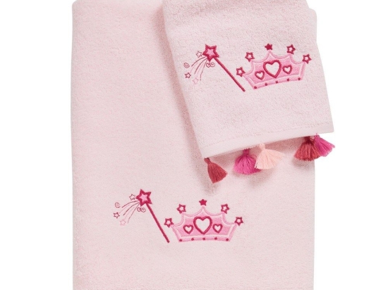 Πετσέτες Βρεφικές Κεντητές 4963 (Σετ 2τμχ) Pink Das Home Σετ Πετσέτες 70x140cm 100% Βαμβάκι