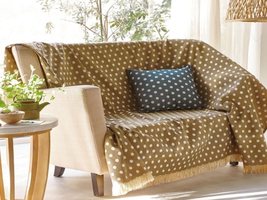 Ριχτάρι Zoe 41 Mustard-Ecru Kentia Διθέσιο 180x250cm Βαμβάκι-Πολυέστερ