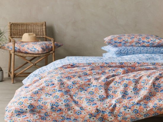 Σεντόνια Jella 18 (Σετ 3τμχ) Peach- Blue-Ciel Kentia Μονό 160x270cm 100% Βαμβάκι