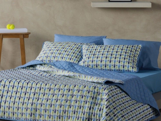 Κουβερλί Jax Blue-Lime-Ecru Kentia Υπέρδιπλο 240x220cm Microfiber-Polyester