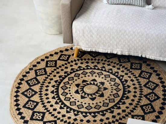 Χαλάκι Yute 241 Natural-Black Kentia 120X120cm Round