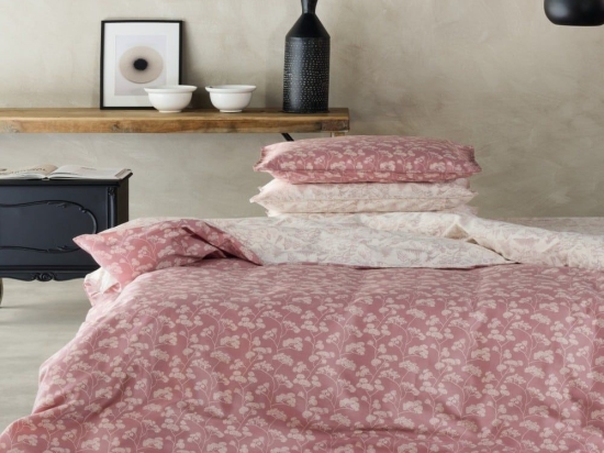 Σεντόνια Yoko 20 (Σετ 4τμχ) Dusty Pink-Ecru Kentia Υπέρδιπλο 240x270cm 100% Βαμβακοσατέν