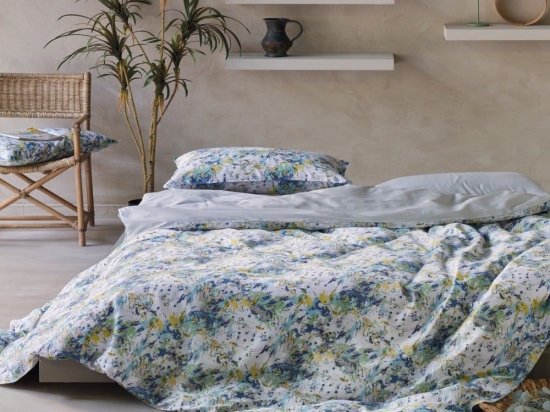 Παπλωματοθήκη Maybell 02 (Σετ 3τμχ) Grey-Blue Kentia Υπέρδιπλο 220x240cm 100% Βαμβακοσατέν