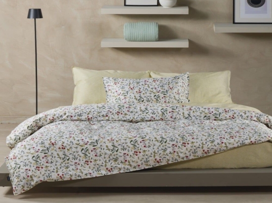 Σεντόνια Carnation 02 (Σετ 4τμχ) Light Green-Red Kentia King Size 270x270cm 100% Βαμβακοσατέν