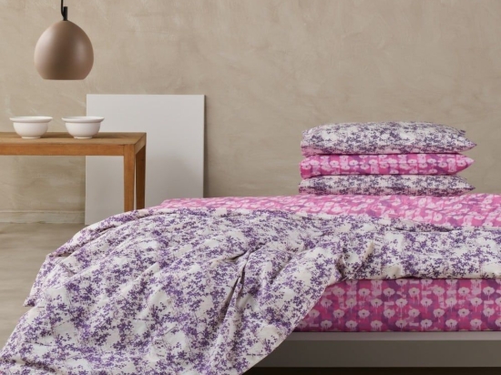 Σεντόνια Paco 42 (Σετ 3τμχ) Purple-Ecru Kentia Ημίδιπλο 190x270cm 100% Βαμβάκι