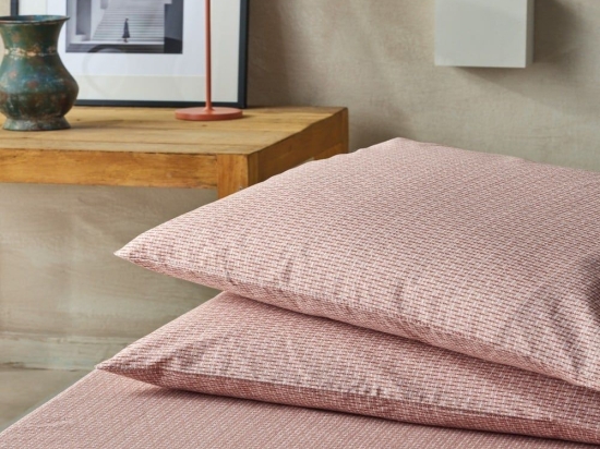 Μαξιλαροθήκες Kansas 18A (Σετ 2τμχ) Salmon Pink-Green Kentia 50Χ70 100% Βαμβάκι