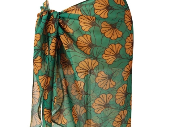 Φούστα - Παρεό Παραλίας Lovely 241 168(112)X59cm Green-Orange Kentia One Size Polyester-Chiffon