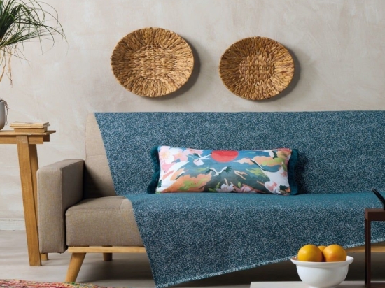 Ριχτάρι Liberty 01 Petrol Kentia Τετραθέσιο 180x320cm Βαμβάκι-Πολυέστερ