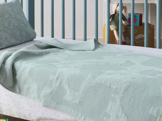 Κουβέρτα Βρεφική Ματλασέ Carmot Mint Kentia Κούνιας 100x140cm 100% Βαμβάκι
