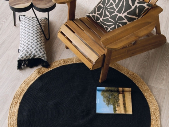 Χαλάκι Yute 252 Black-Natural Kentia 150X150cm Round