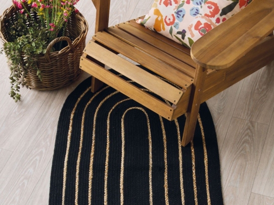 Χαλάκι Yute 253 Black-Natural Kentia 70Χ130cm