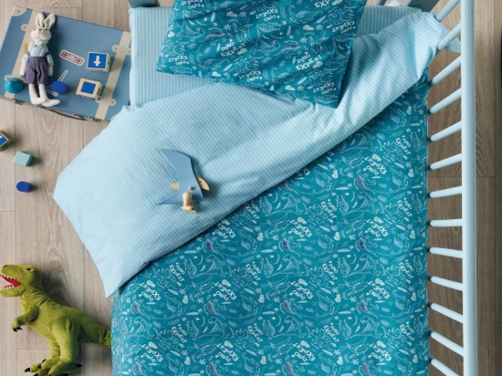 Σεντόνια Βρεφικά Retile (Σετ 2τμχ) Blue Kentia Λίκνου 70x120cm 100% Βαμβάκι