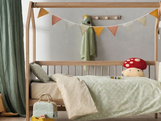 Σεντόνια Βρεφικά Kota (Σετ 2τμχ) Green-Beige Kentia Λίκνου 60x120cm 100% Βαμβάκι
