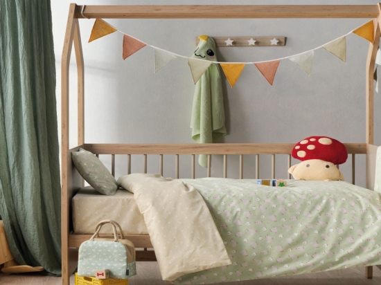 Πάπλωμα Βρεφικό Kota Green-Beige Kentia 100x140cm 100% Βαμβάκι