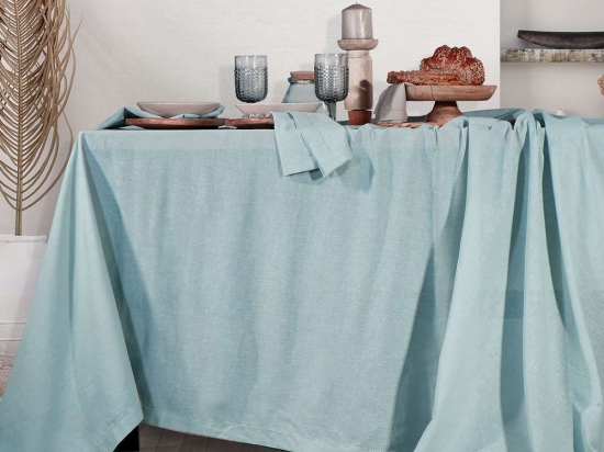 Τραπεζομάντηλο Cotton-Linen Aqua Nef-Nef 150X250 150x250cm Βαμβάκι-Λινό
