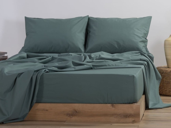 Σεντόνι Basic Με Λάστιχο Green Nef-Nef Ημίδιπλο 120x230cm 100% Βαμβάκι