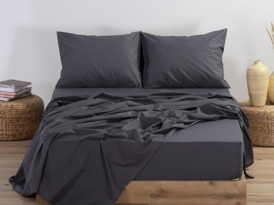 Σεντόνι Basic Με Λάστιχο Grey Nef-Nef King Size 180x235cm 100% Βαμβάκι
