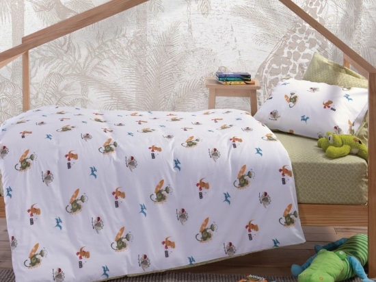 Σεντόνια Παιδικά Pop Dinos (Σετ 3τμχ) White Nef-Nef Μονό 170x260cm 100% Βαμβάκι