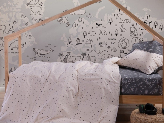 Σεντόνια Παιδικά My Space (Σετ 3τμχ) Ecru Nef-Nef Μονό 170x260cm 100% Βαμβάκι