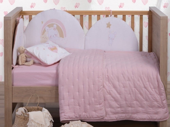 Κουβερλί Βρεφικό Shy Pink Nef-Nef Κούνιας 110x150cm Microfiber-Polyester