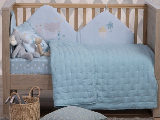 Κουβερλί Βρεφικό Shy Aqua Nef-Nef Κούνιας 110x150cm Microfiber-Polyester