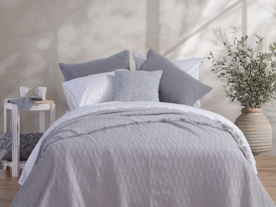 Κουβέρτα Outlast Grey Nef-Nef Υπέρδιπλo 230x240cm 100% Βαμβάκι