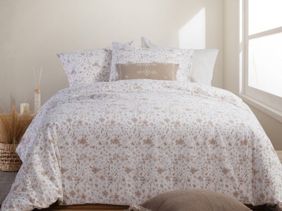 Σεντόνια Valia (Σετ 4τμχ) Beige Nef-Nef Υπέρδιπλο 240x270cm 100% Βαμβάκι