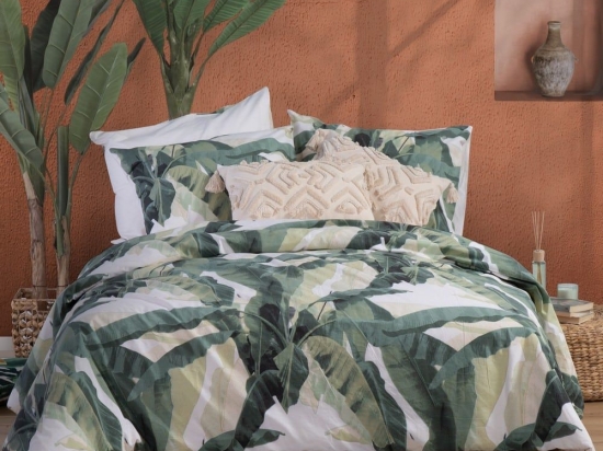 Σεντόνια Tropicana Με Λάστιχο (Σετ 4τμχ) Green Nef-Nef Υπέρδιπλο 160x235cm 100% Βαμβάκι