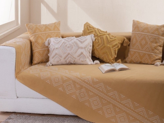Ριχτάρι Quantum Yellow Nef-Nef Τριθέσιο 180x300cm 100% Βαμβάκι
