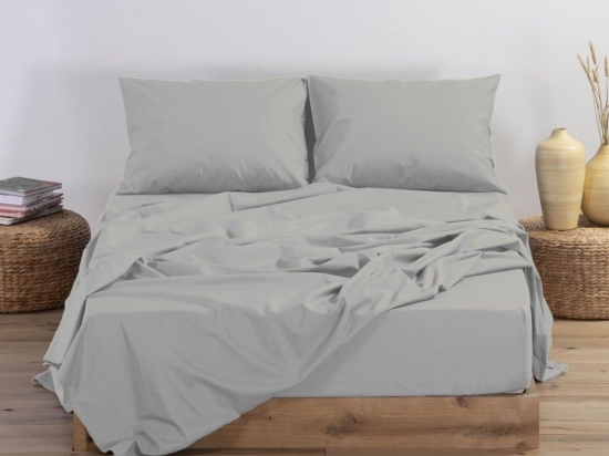 Σεντόνι Basic Με Λάστιχο Silver Nef-Nef King Size 180x235cm 100% Βαμβάκι