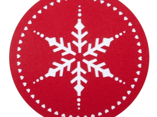 Σουπλά Χριστουγεννιάτικα Snow Flake 24 (Σετ 2τμχ) Red Nef-Nef Homeware 32x32cm