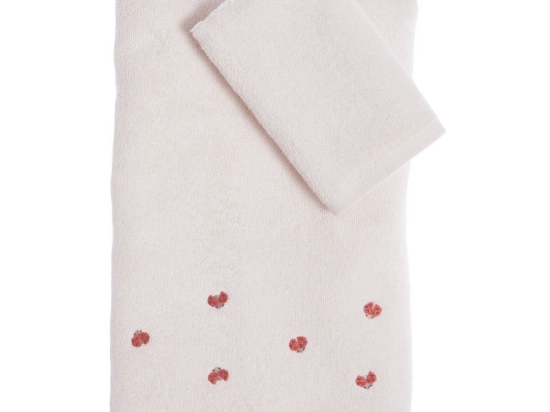 Πετσέτες Βρεφικές Lady Bug (Σετ 2τμχ) Ecru Nef-Nef Homeware Σετ Πετσέτες 70x140cm 100% Βαμβάκι