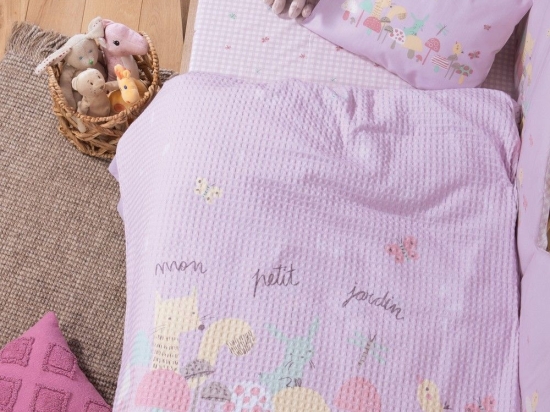 Κουβέρτα Βρεφική Πικέ Mon Petit Jardin Lilac Nef-Nef Homeware Κούνιας 110x150cm 100% Βαμβάκι