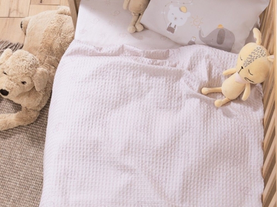 Κουβέρτα Βρεφική Πικέ Happy Days Greige Nef-Nef Homeware Αγκαλιάς 80x110cm 100% Βαμβάκι