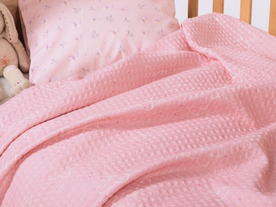 Κουβέρτα Βρεφική Πικέ Wings Of Joy Pink Nef-Nef Homeware Κούνιας 110x150cm 100% Βαμβάκι
