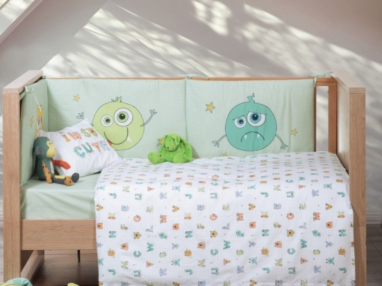 Σεντόνια Βρεφικά Alphabet Monster (Σετ 3τμχ) Pistachio Nef-Nef Homeware Κούνιας 120x170cm 100% Βαμβάκι