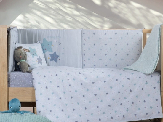 Σεντόνια Βρεφικά Explore The Universe (Σετ 3τμχ) Light Blue Nef-Nef Homeware Κούνιας 120x170cm 100% Βαμβάκι