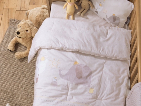 Κουβερλί Βρεφικό Happy Days Greige Nef-Nef Homeware 110x140cm Βαμβάκι-Πολυέστερ