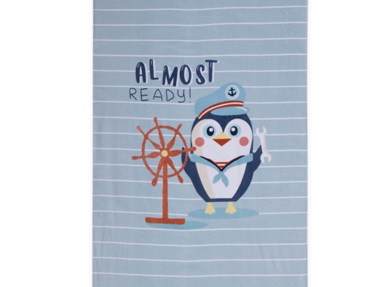 Πετσέτα Θαλάσσης Παιδική Penguin Light Blue Nef-Nef Homeware Θαλάσσης 70x120cm 100% Βαμβάκι