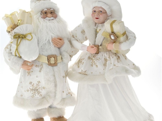 Χριστουγεννιάτικη Φιγούρα Ζευγάρι Mr&Mrs Santa (Σετ 2Τμχ) 79151 65cm White-Gold