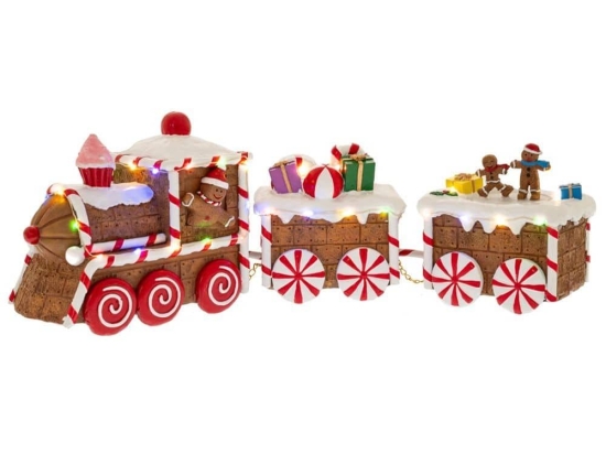 Χριστουγεννιάτικη Παράσταση Gingerbread Τρένο Φωτιζόμενο 87126 47x10x15cm Με Μπαταρίες Multi