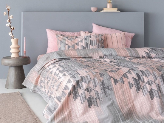 Παπλωματοθήκη Fashion Life FL6222 (Σετ 2τμχ) Grey-Pink Palamaiki Ημίδιπλο 100% Βαμβάκι