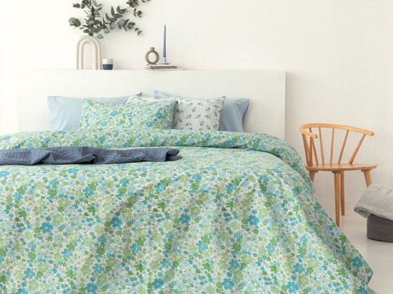 Σεντόνια FL6232 (Σετ 4τμχ) Green-Blue Palamaiki King Size 265x260cm 100% Βαμβάκι