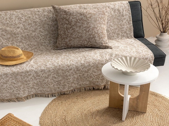 Ριχτάρι Ester Beige Palamaiki Τριθέσιο 180x300cm Βαμβάκι-Πολυέστερ