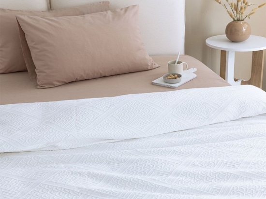 Κουβέρτα Carla White Palamaiki Υπέρδιπλo 250x260cm 100% Βαμβάκι