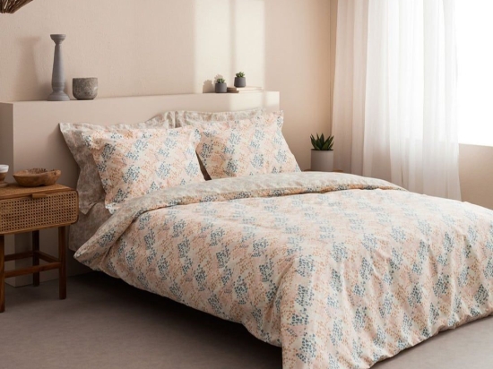 Κουβερλί Lydia-1 Blue-Beige Vesta Home Υπέρδιπλo 230x270cm 100% Βαμβακοσατέν