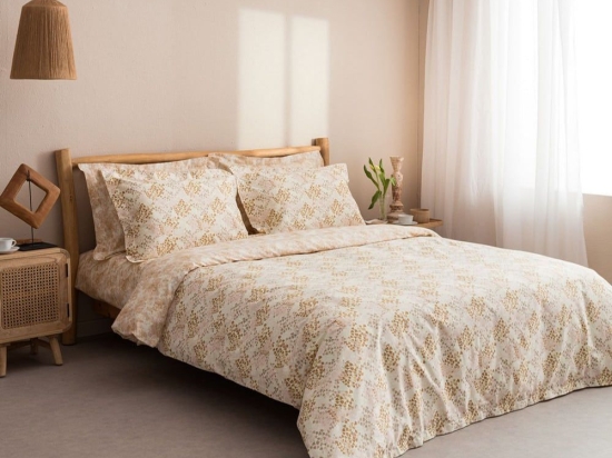 Κουβερλί Lydia-2 Brown-Beige Vesta Home Υπέρδιπλo 230x270cm 100% Βαμβακοσατέν