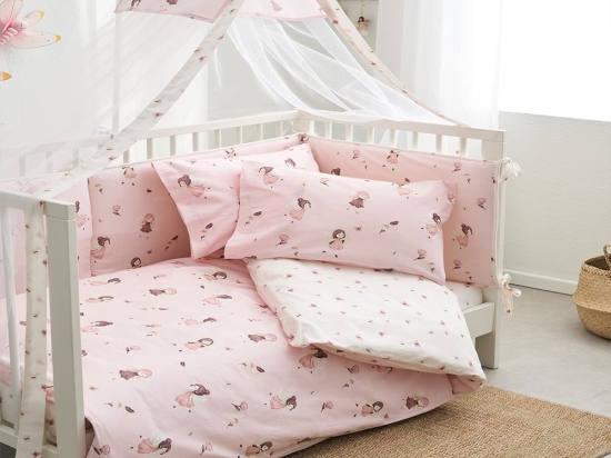 Σεντόνια Βρεφικά Fairy (Σετ 3τμχ) Pink Vesta Home Λίκνου 70x125cm 100% Βαμβάκι