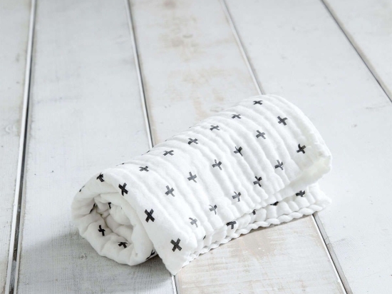 Κουβέρτα Βρεφική - Hush White-Grey Nima Κούνιας 110x150cm 100% Βαμβάκι