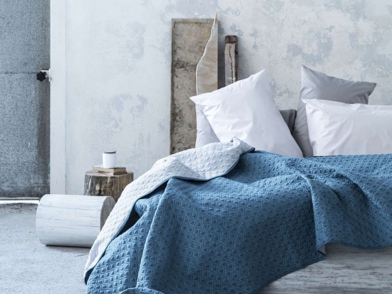 Κουβερλί Rombo - Aegean Blue-Silver Gray Nima Μονό 160x240cm 100% Βαμβάκι